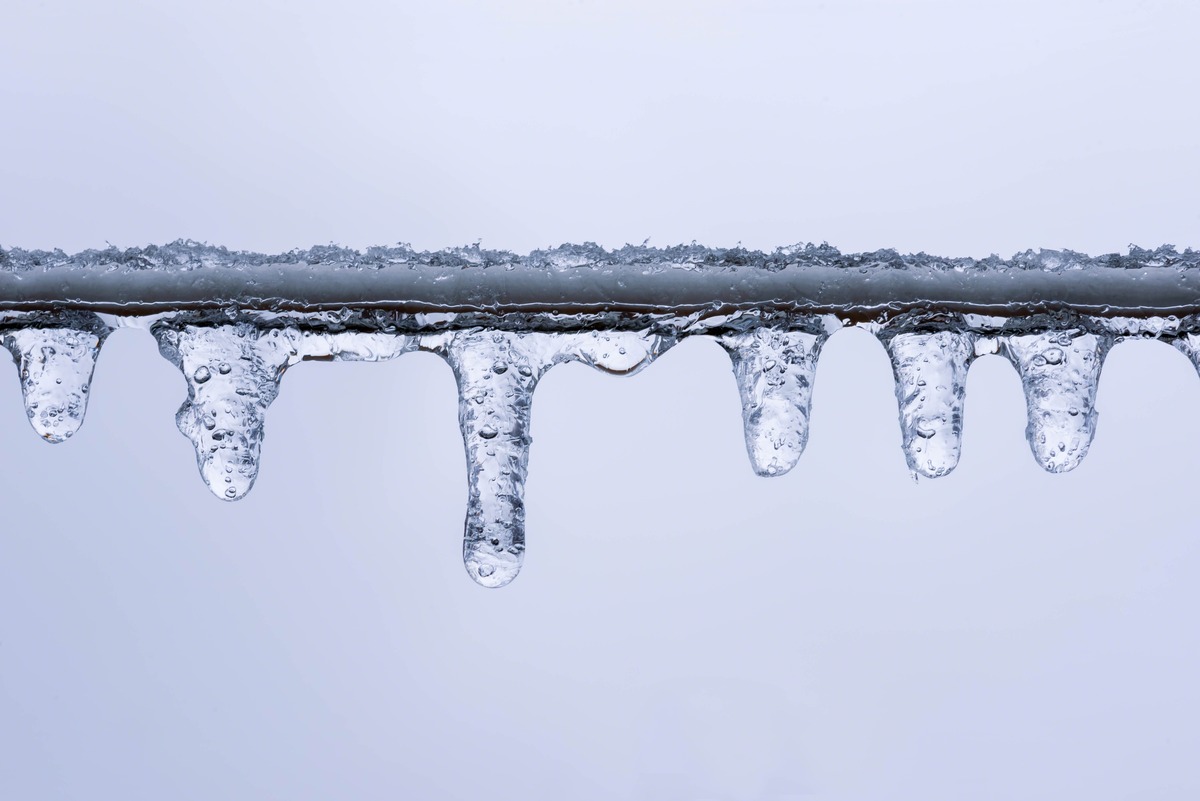 Icicles hanging on a line