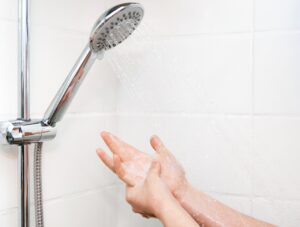 person taking a shower