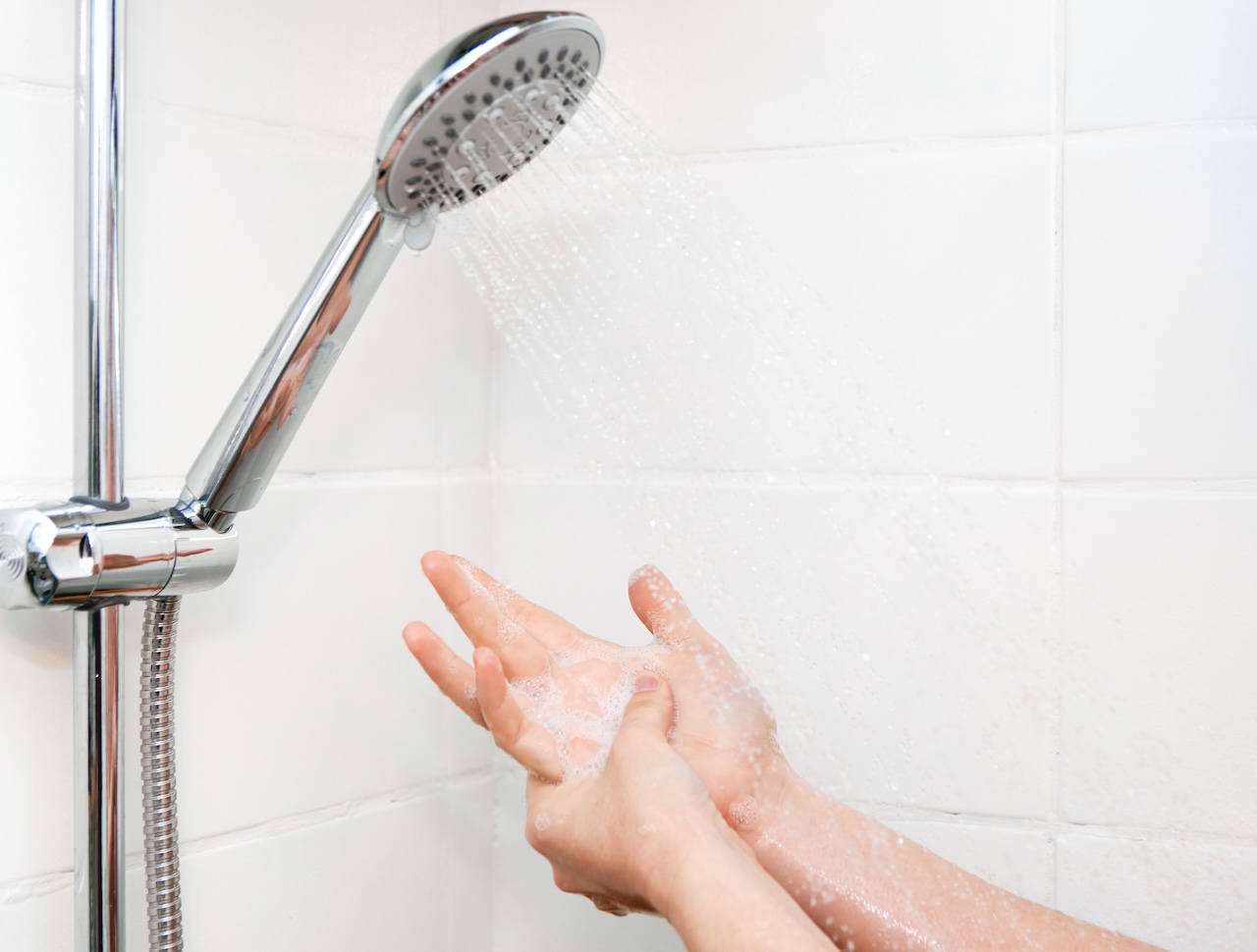 person taking a shower